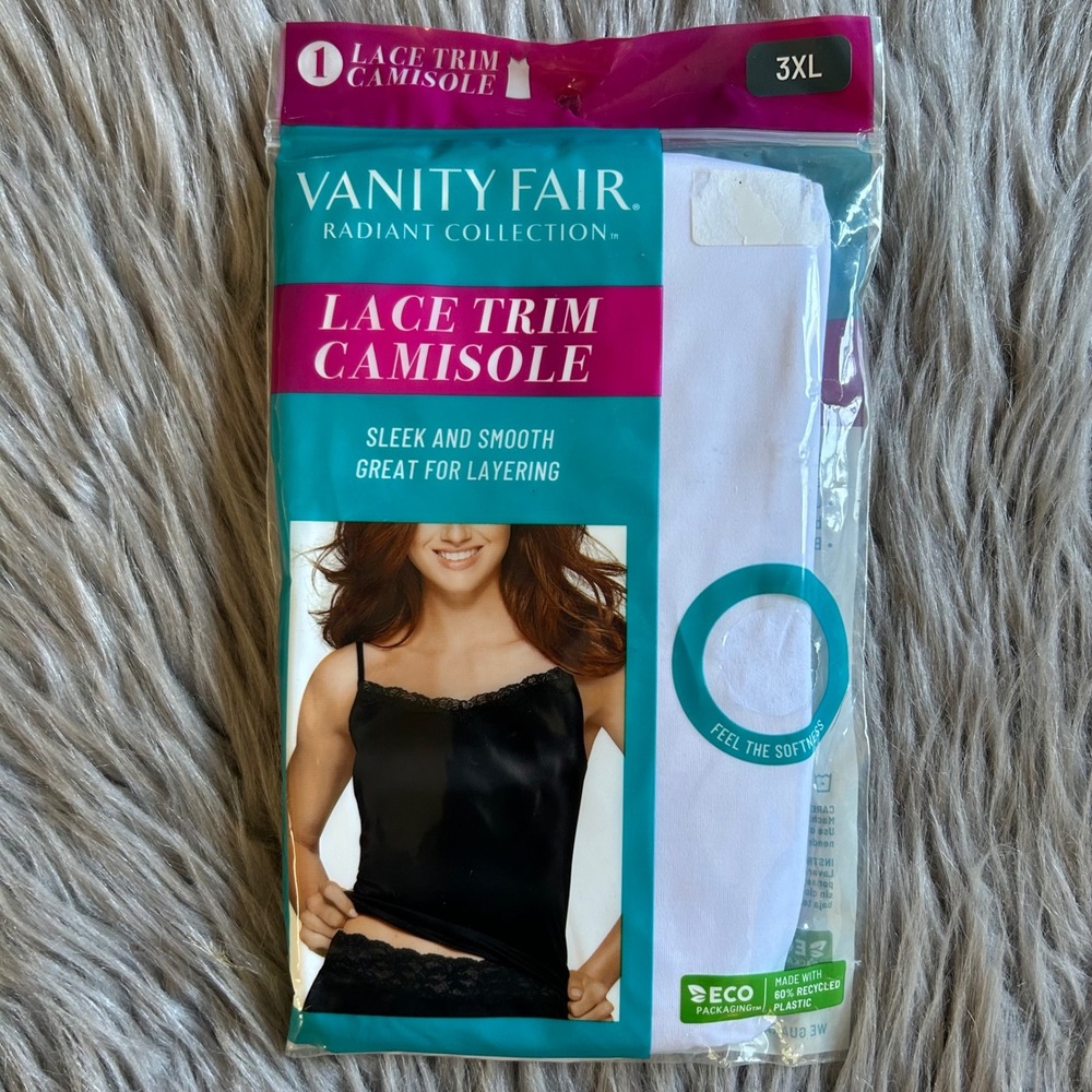 Vanity Fair Radiant Collection Lace Trim Camisole Women's Size‎ 3XL White Tank